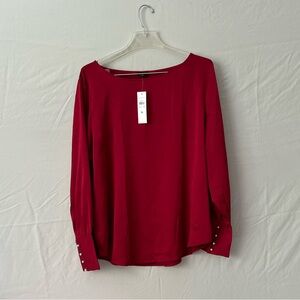 Ann Taylor Cherry Red Blouse, NWT